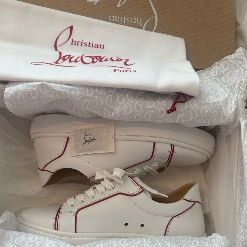 Christian Louboutin White and Red Sneakers